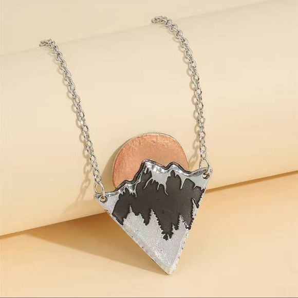 Pendant Necklace with Mountains and Setting Sun #645 - Picture 6 of 8